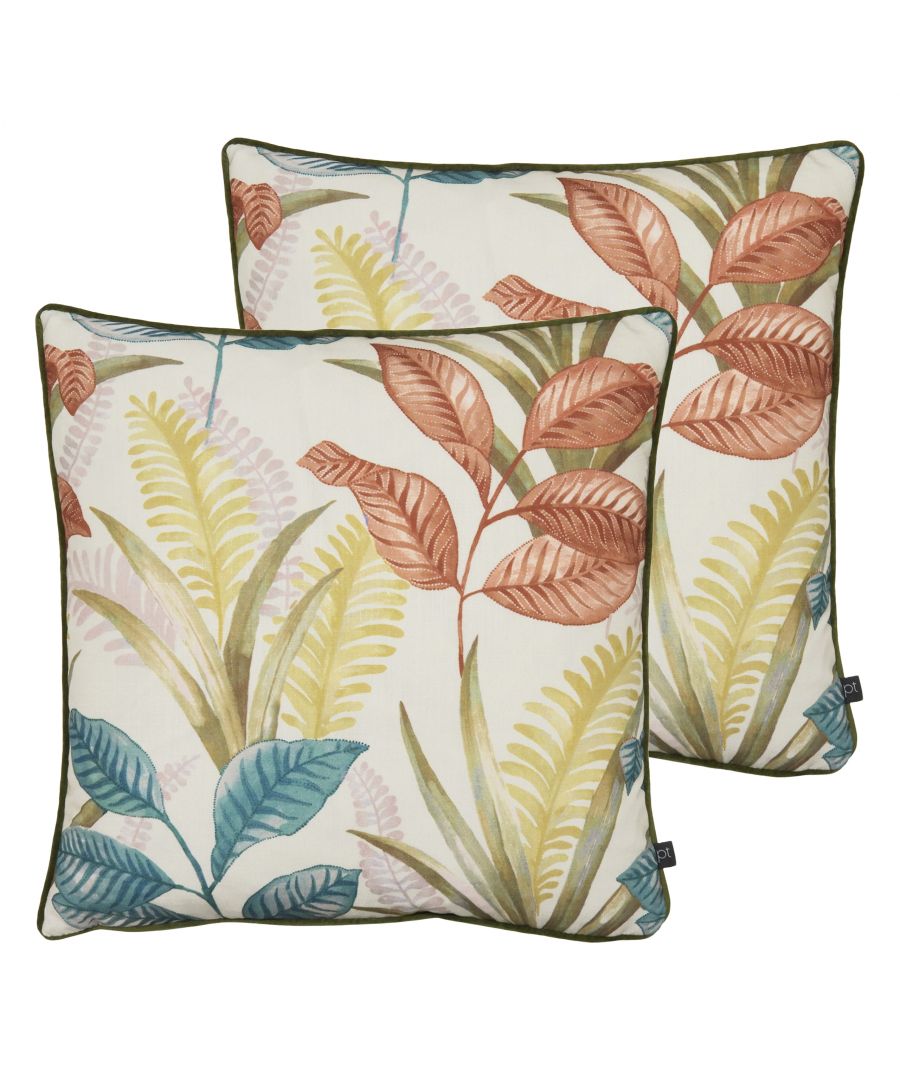 This colourful and eclectic cushion meets warm and sophisticated in this upbeat, tropical collection. Finished with a piped edge, it adds a dash of style and colour into any room.