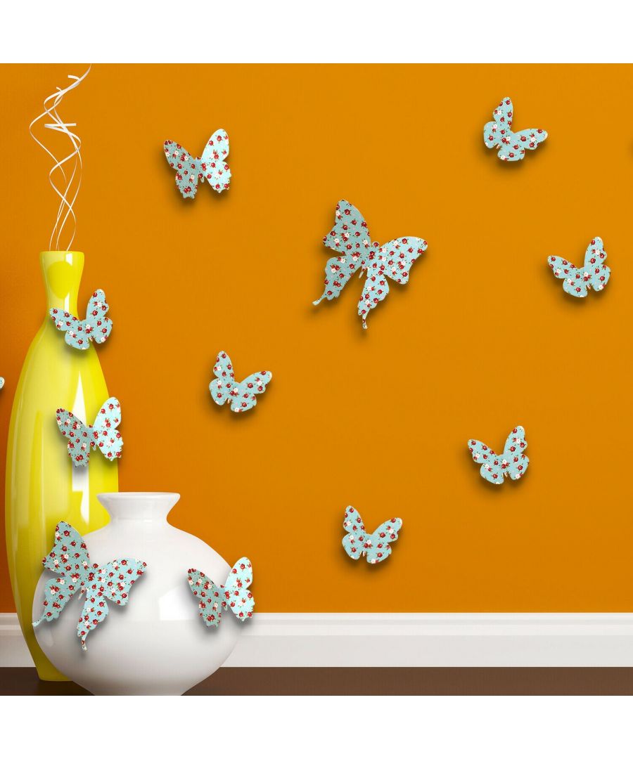 - Let this Flowers Butterflies decorate your events or Home with the stunning WallFlexi wall art collection. \n- 3D cardboard butterflies best fit for home and events decorations (weddings, birthday, etc).\n- WallFlexi high quality self-adhesive stickers are quick to apply. Simply peel and stick to any smooth or even surface. \n- Total of 10 pieces (2 pcs x 11 cm, 2 pcs x 7 cm, 6 pcs x 6 cm).