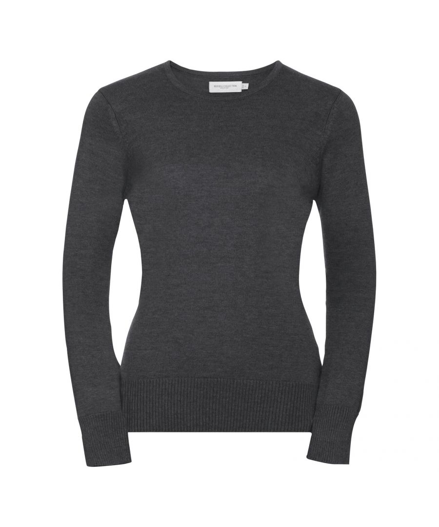 Image for Russell Womens/Ladies Cotton Acrylic Crew Neck Sweater (Charcoal Marl)