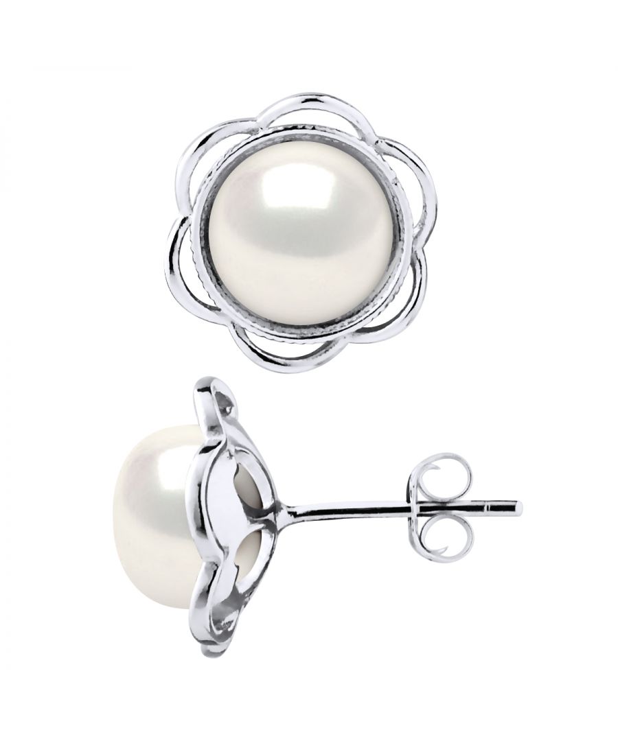 Earrings studs FLOWER True Cultured Pearls Freshwater 8-9mm Buttons - Quality AAAA + - COLORI NATURAL WHITE - System-allergenic Strollers - Jewelry 925 Thousandth - 2-year warranty against any manufacturing defect - Supplied in their case with a certificate of Authenticity and an International Warranty - All our jewels are made in France.