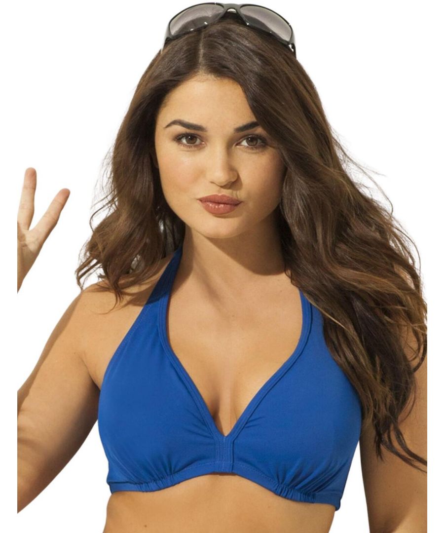 Pour Moi Womens 98002 Pool Party Halter Bikini Top - Blue Elastane - Size 34C