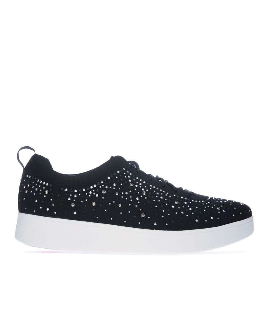Womens Fit Flop Rally Ombre Crystal Knit Trainers in black.- Synthetic upper.- Slip on fastening.- Sparkling diamante detail.- Breathable textile Lining.- Contoured impact cushioned iQUSHION footbed.- Fit Flop branding.- Slip-Resistant EVA Sole.- Synthetic upper  Textile lining  Synthetic sole.- Ref: DQ5001