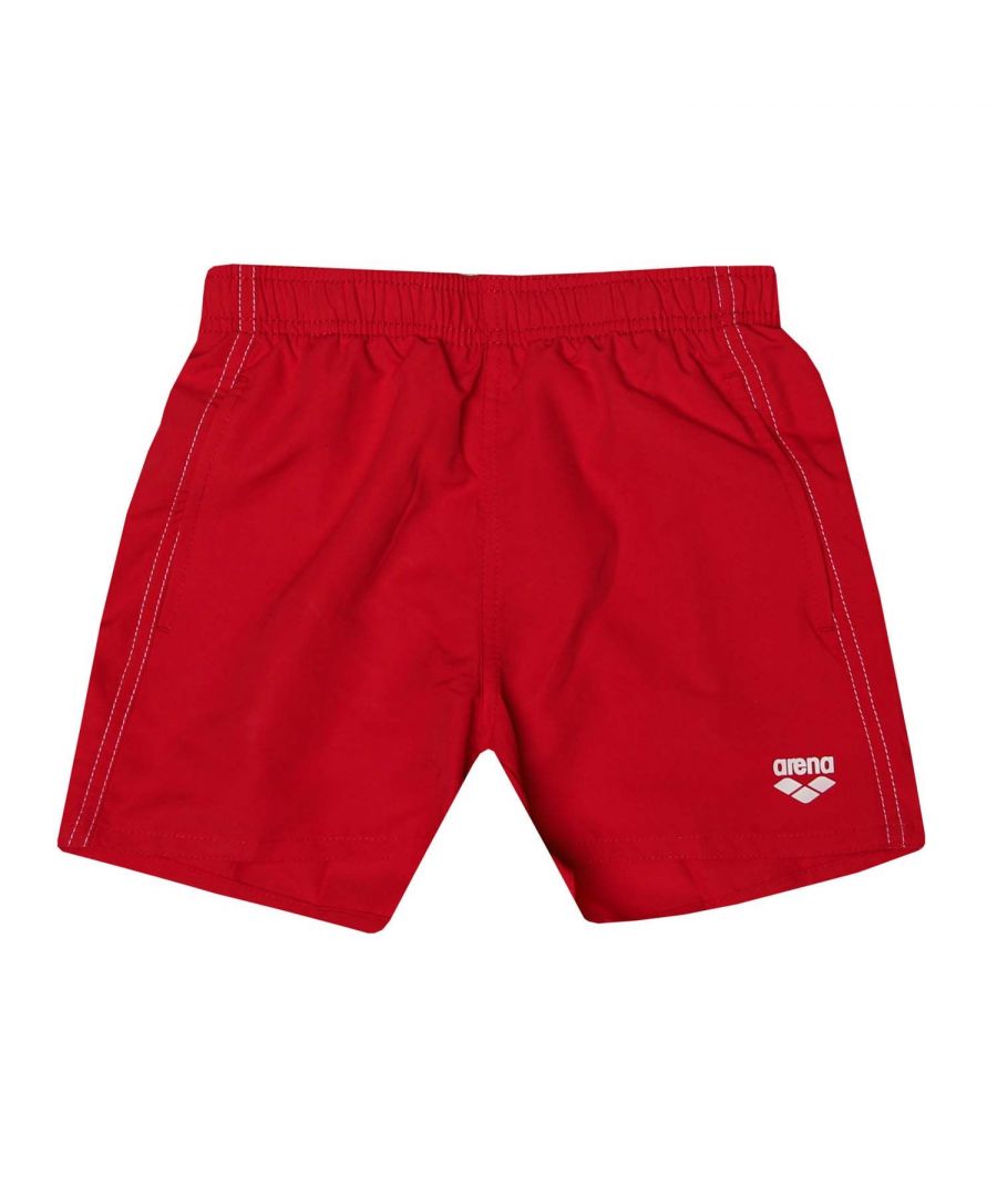 Junior Boys Arena Fundamental Swim Shorts in red.- Elasticated drawstring waist.- Convenient side pockets.- Hook and loop fastened back pocket.- Water repellent.- Inner brief.- Quick-drying  durable microfiber.- Regular fit.- 100% Polyester.- Ref: 1B35241