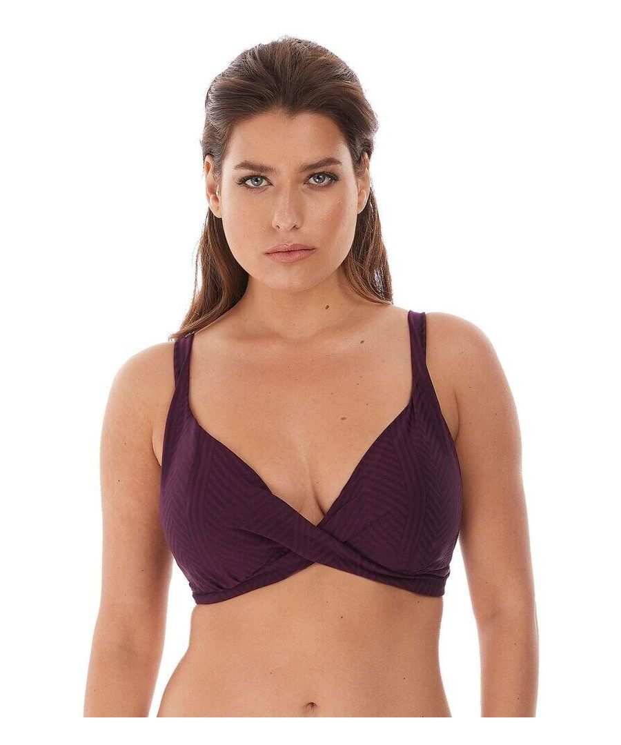 Fantasie Womens 6900 Long Island Deep Plunge Bikini Top - Purple - Size 38E