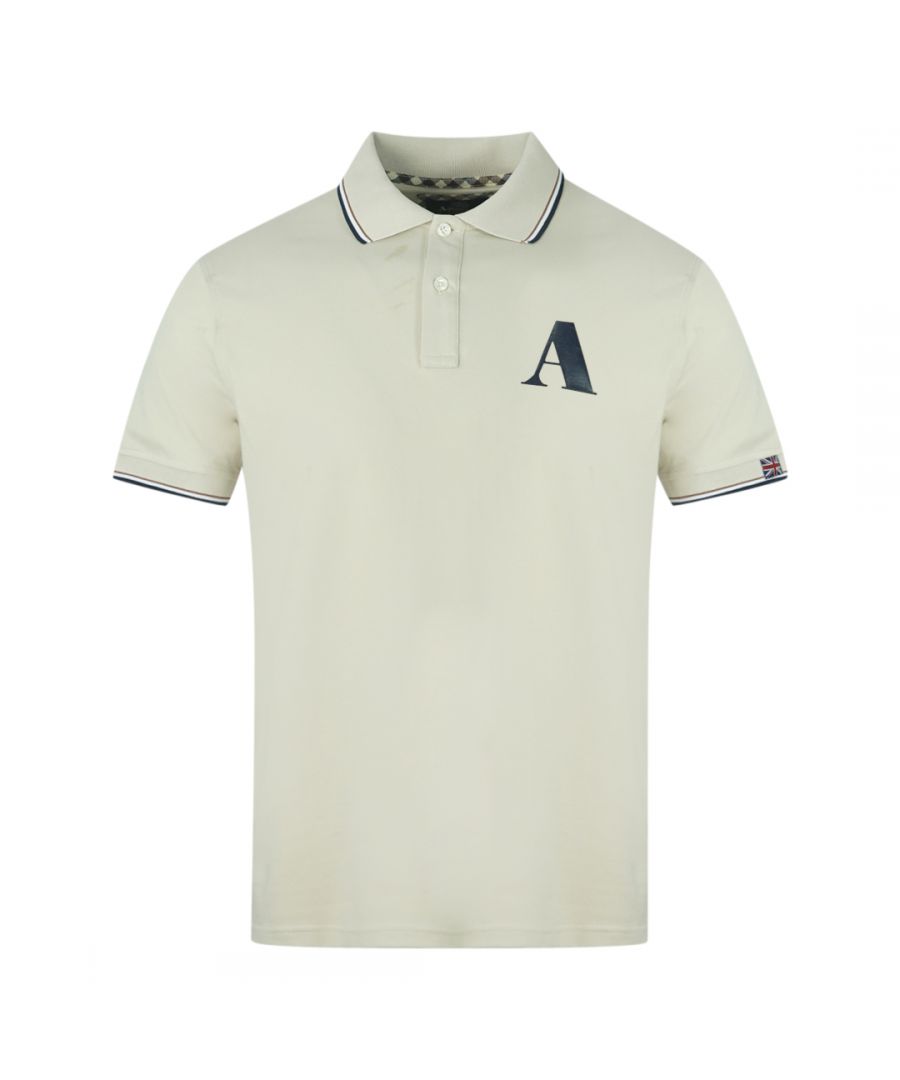 Aquascutum Mens A Logo Beige Polo Shirt Cotton - Size X-Large