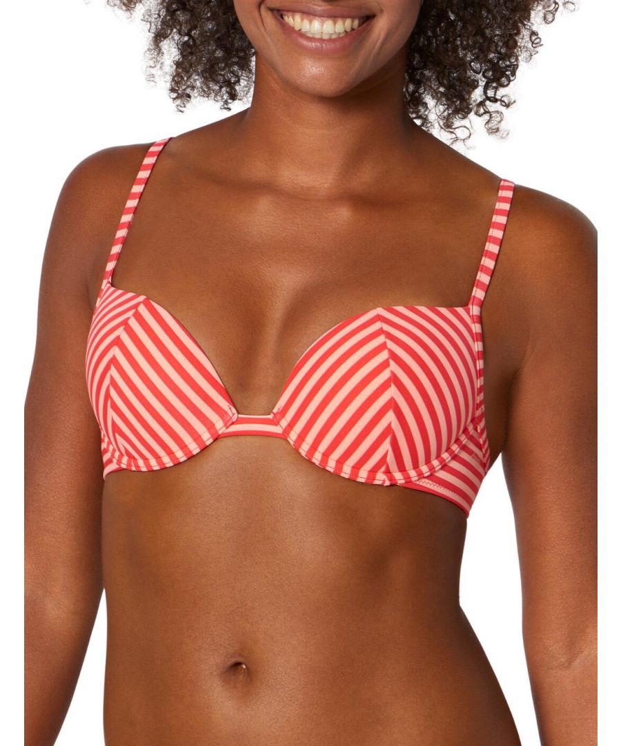 Sloggi Womens 10201979 Amalfi Baby Push Up Bikini Top - Red Elastane - Size 32B