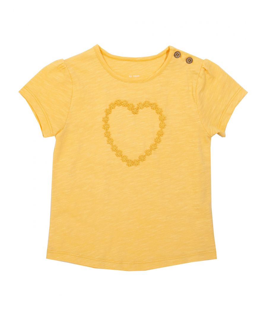 Kite Clothing Girls Daisy Heart T-Shirt - Yellow Cotton - Size 3-6M