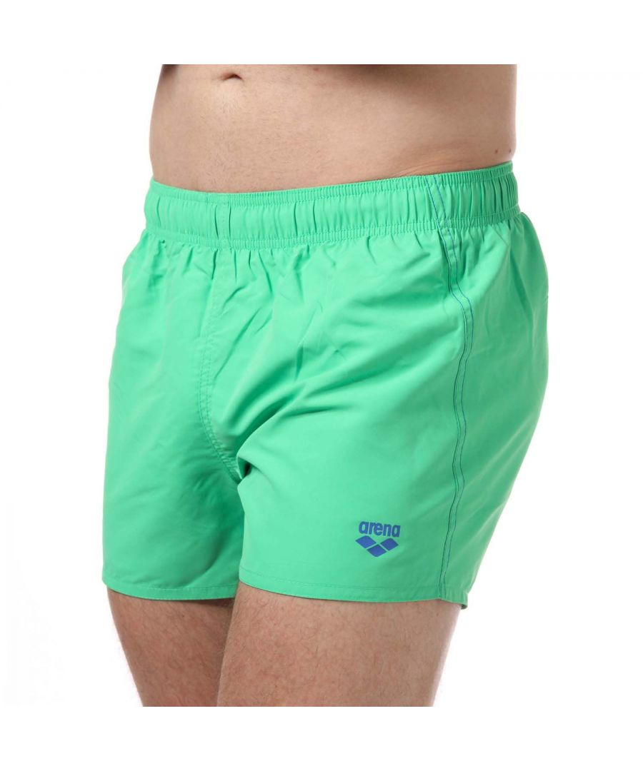 Mens Arena Fundemental X Swim Shorts in green.- Internal drawstring ties.- Back pocket with a velcro tab.- Water repellent.- Inner brief.- Simply detailed with our moniker and three-diamond logo.- Quick-drying  durable microfiber.- Regular fit.- 100% Polyester.- Ref: 1B322670
