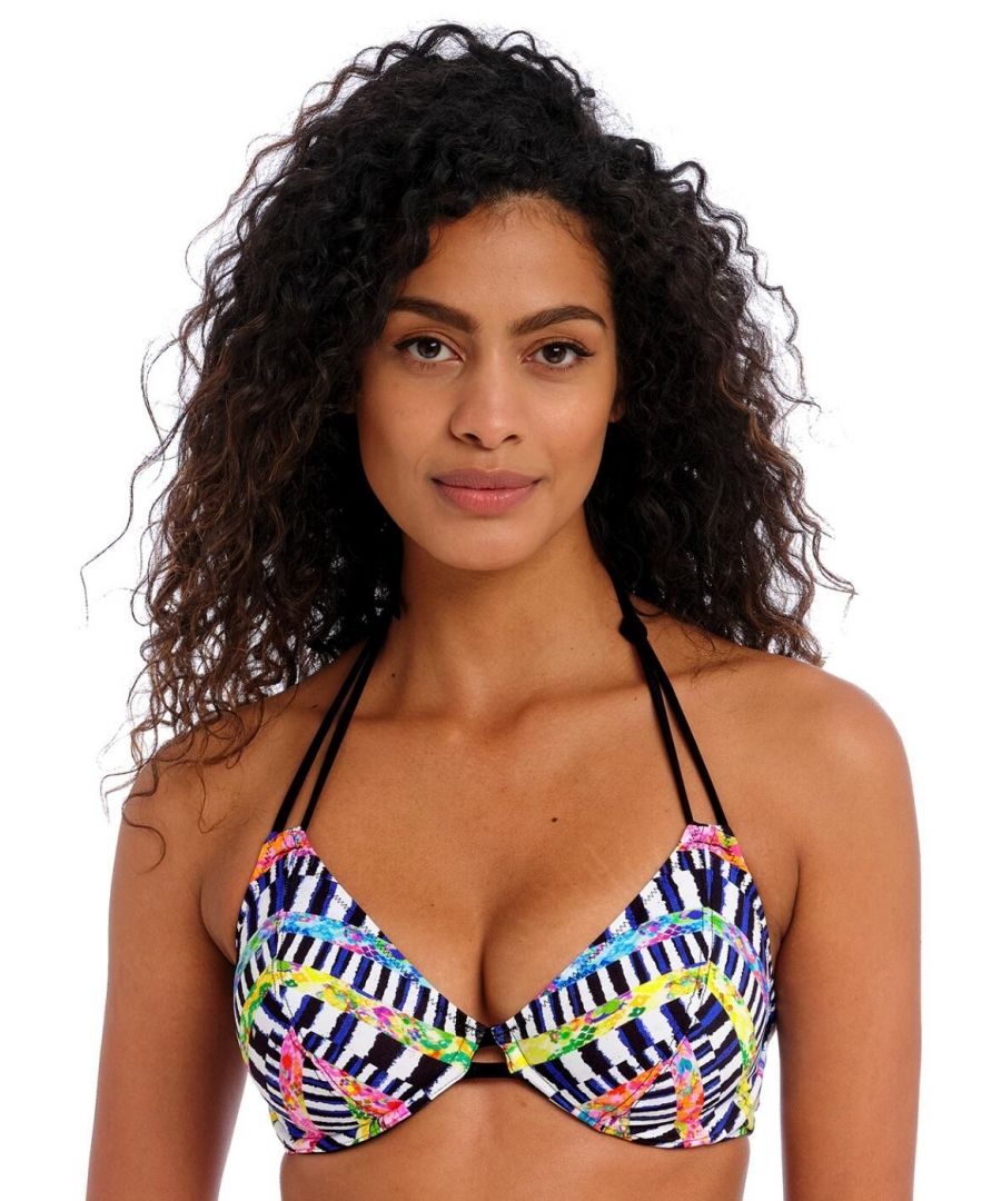 Freya Womens 204204 Electro Rave Halter Bikini Top - Multicolour Elastane - Size 30DD