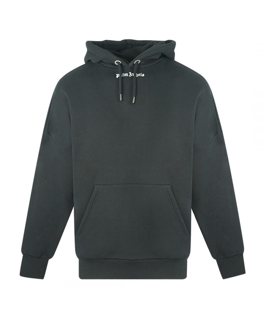Palm Angels Black Hoodie. Logo Under Front Collar and Along Back of Shoulders. Kangaroo Pocket, Hood With Drawstring. 100% Cotton. Style Code: PMBB036R206360351001
