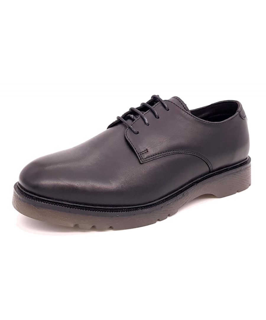 Frank James Brent Leather Black Mens Lace Up Derby Shoes - Size UK 11