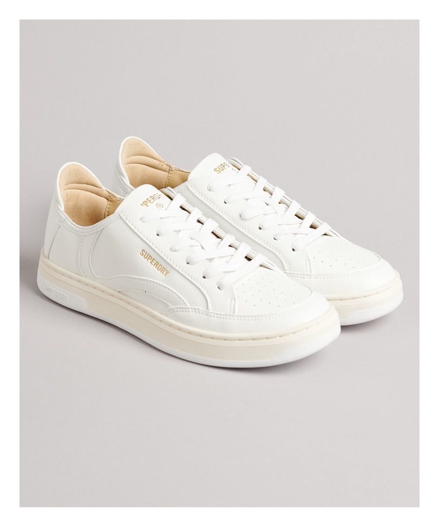 Superdry Womens Vegan Basket Lux Low Trainers - White - Size UK 7