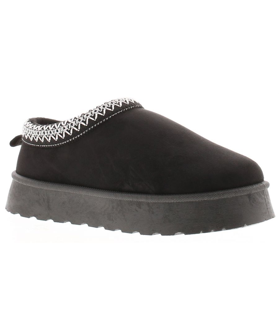 Miss Riot Girls Shoes Chunky Sole Braid Slip On Black Micro Fibre - Size UK 2.5