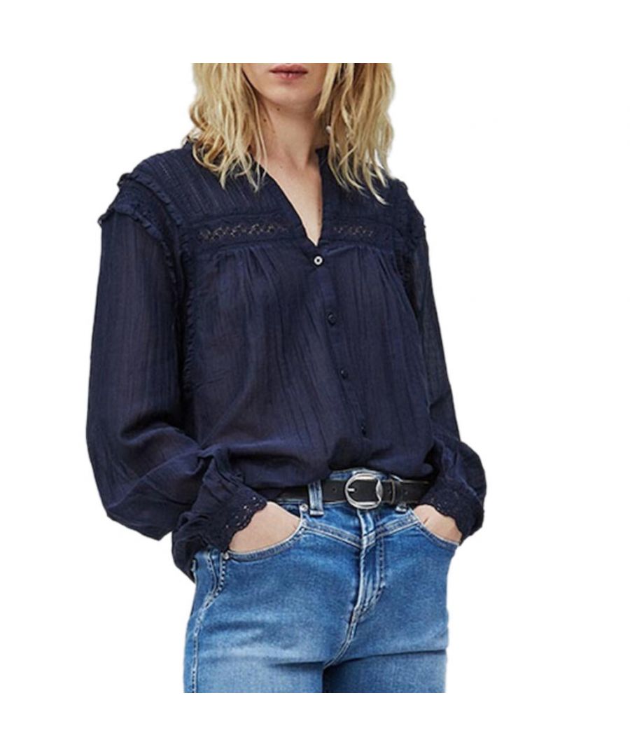 Collection: Fall/Winter   Gender: Woman   Type: Shirt   Fastening: buttons   Sleeves: long   Neckline: V neck   Material: other fibres 28%, cotton 72%   Pattern: solid colour   Washing: hand wash   Model height, cm: 175   Model wears a size: S   Details: visible logo. print:solid. sleeves:long-sleeve. fit:regular. collar:mandarin. occasion:formal