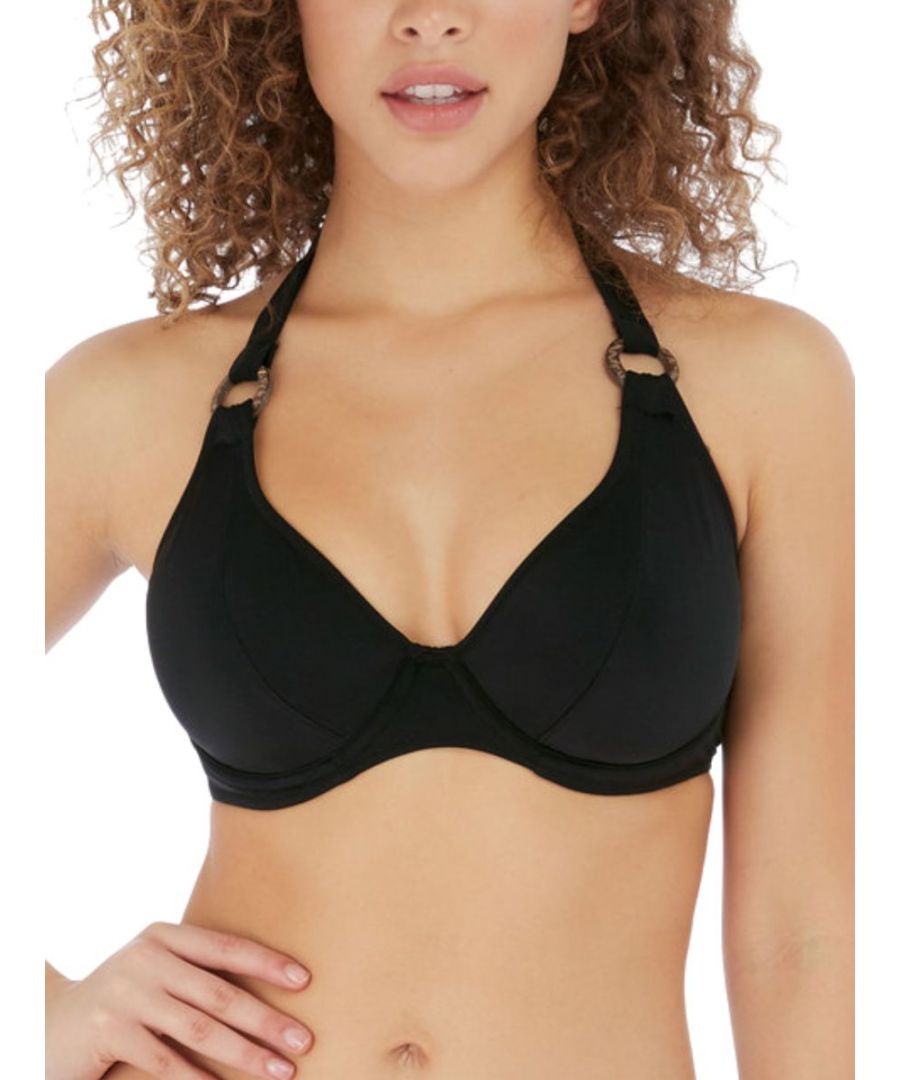 Freya Womens Coco Wave Halter Bikini Top - Black Polyamide - Size 34FF