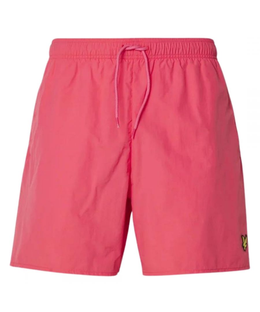 Lyle & Scott Mens Branded Logo Palm Pink Swim Shorts - Size Large