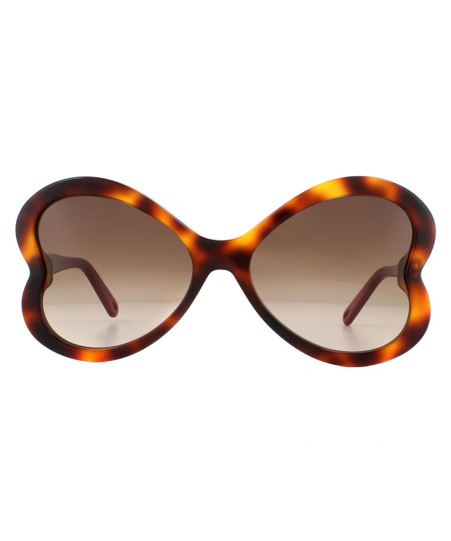 Chloe Sunglasses CE764S Bonnie Heart 270 Havana Brown Gradient are an oversized ultra feminine style with large heart shaped lenses and finished with the Chloe logo on the temples.