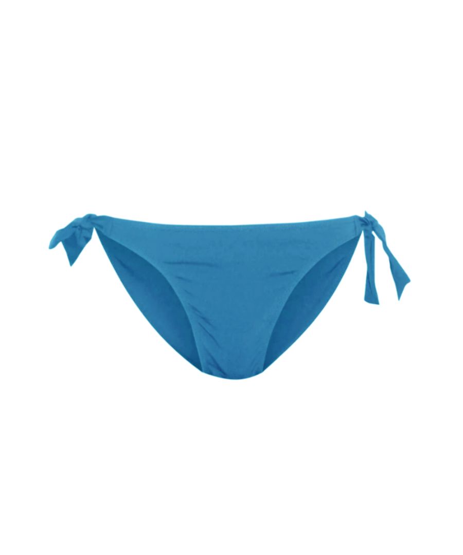 Moontide Womens Tie Side Bikini Briefs - Blue Polyamide - Size X-Small