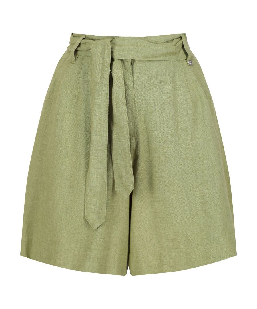Image for Regatta Womens/Ladies Sabela Paper Bag Shorts (Green Fields)