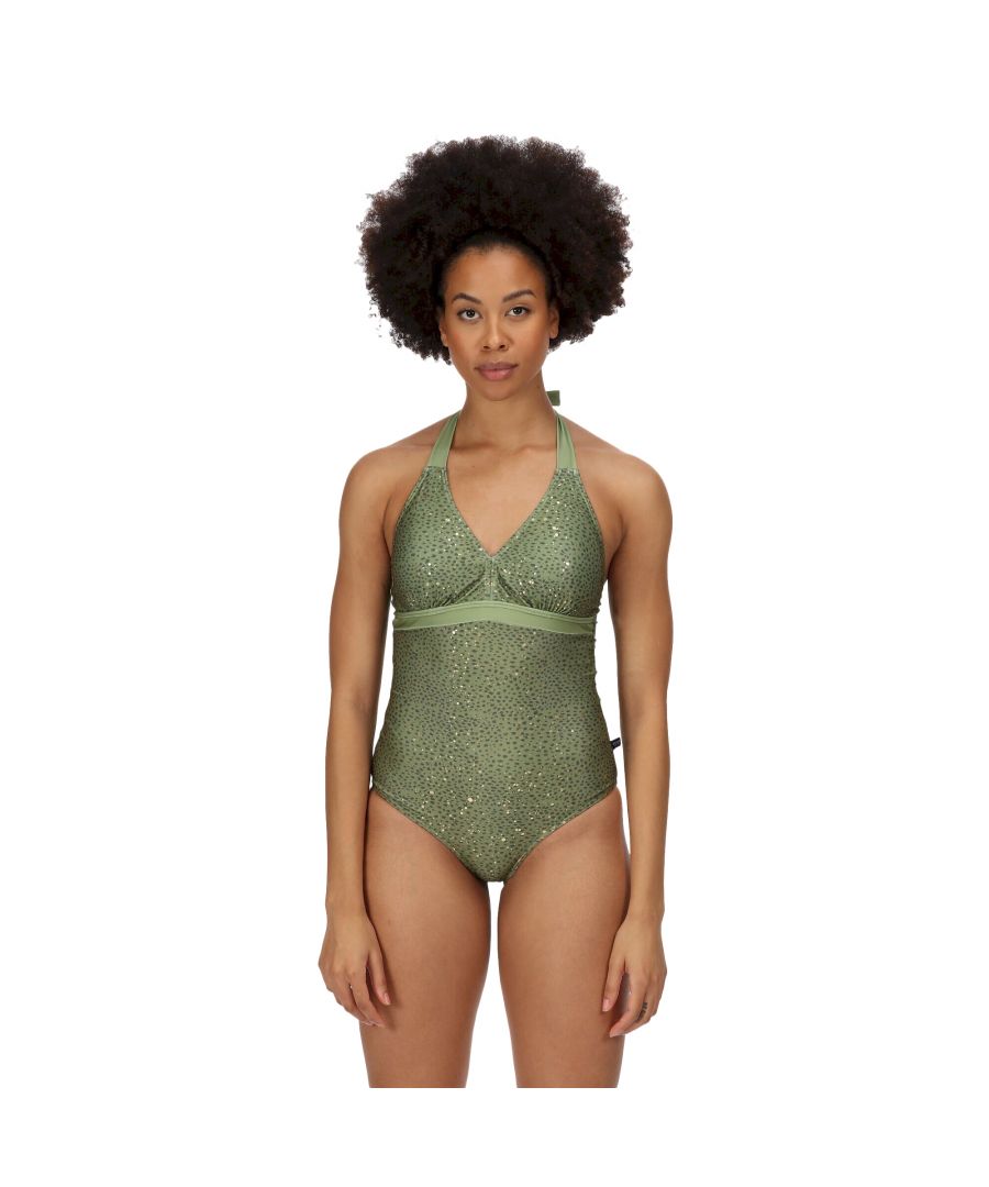 Image for Regatta Womens/Ladies Flavia Abstract One Piece Swimsuit (Green Fields)