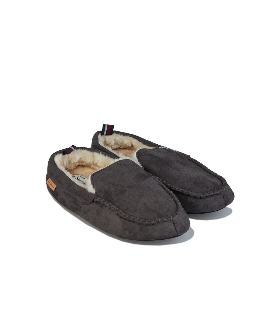 Mens Ben Sherman Casa Cartegena Moccasin Slippers in grey.- Textile upper.- Branding to sole.- Leather tab logo.- Cushioned footbed.- Rubber sole.- Textile Upper & Lining  Synthetic Sole - Ref.F5SL345