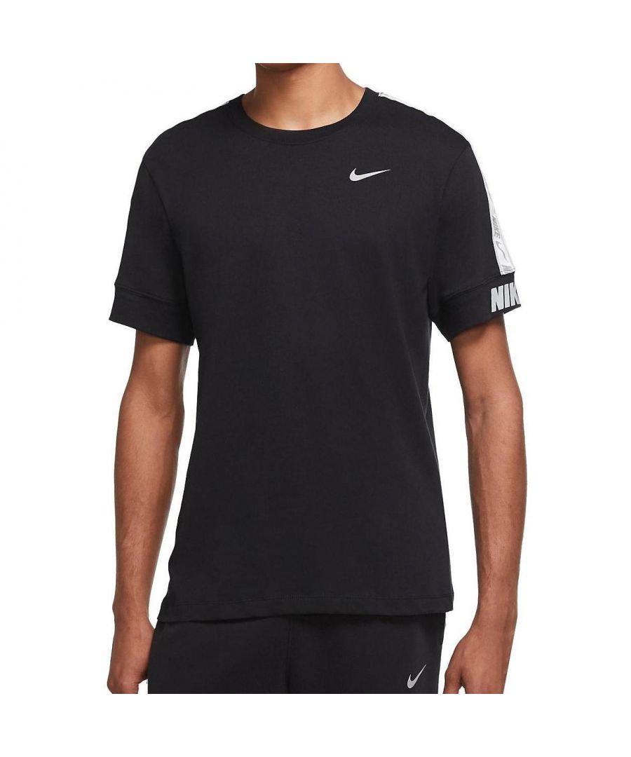 Nike Mens NSW Repeat T Shirt Black Cotton - Size Small