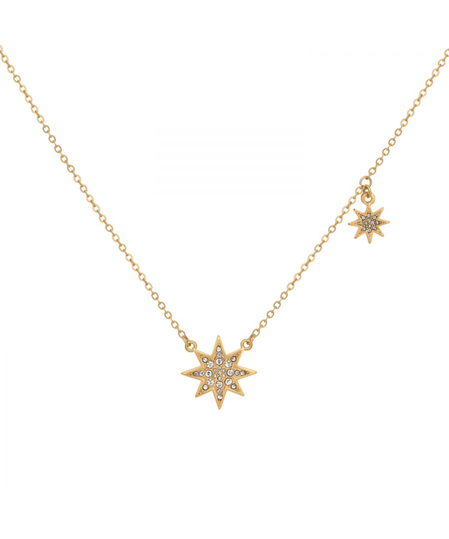 Step into the season in our Kate Thornton gold plated Glistening Star Necklace, that's perfect for perching on top of simple white tees, layering with statement necklaces or paired with a cute little dress. A versatile piece that can be worn from season to season that boasts 2 pave glistening stars to add a chic subtle statement and a little bit of sparkle! The gold tone friendship necklace is 65cm in length with a slider fastening for ease of wear. Presented in a KTx jewellery pouch to keep your jewellery safe or ideal for gifting!