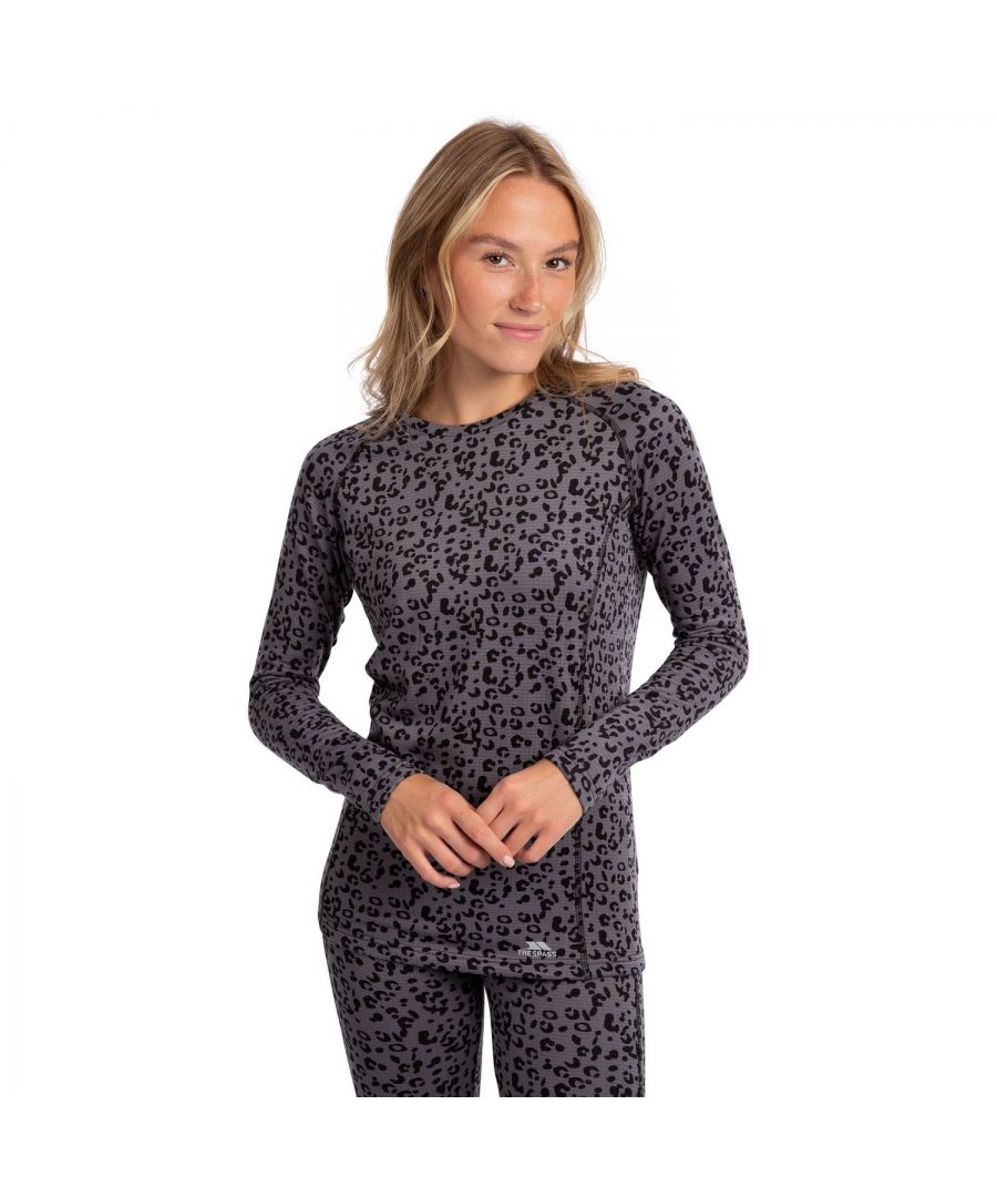 92% Polyester, 8% Elastane. Fabric: 4 Way Stretch, Fleece Backed, Knitted. Design: Leopard Print, Logo. Sleeve-Type: Long-Sleeved, Raglan. Neckline: Round Neck. All-Over Print, Flat Seams. Fabric Technology: Quick Dry.