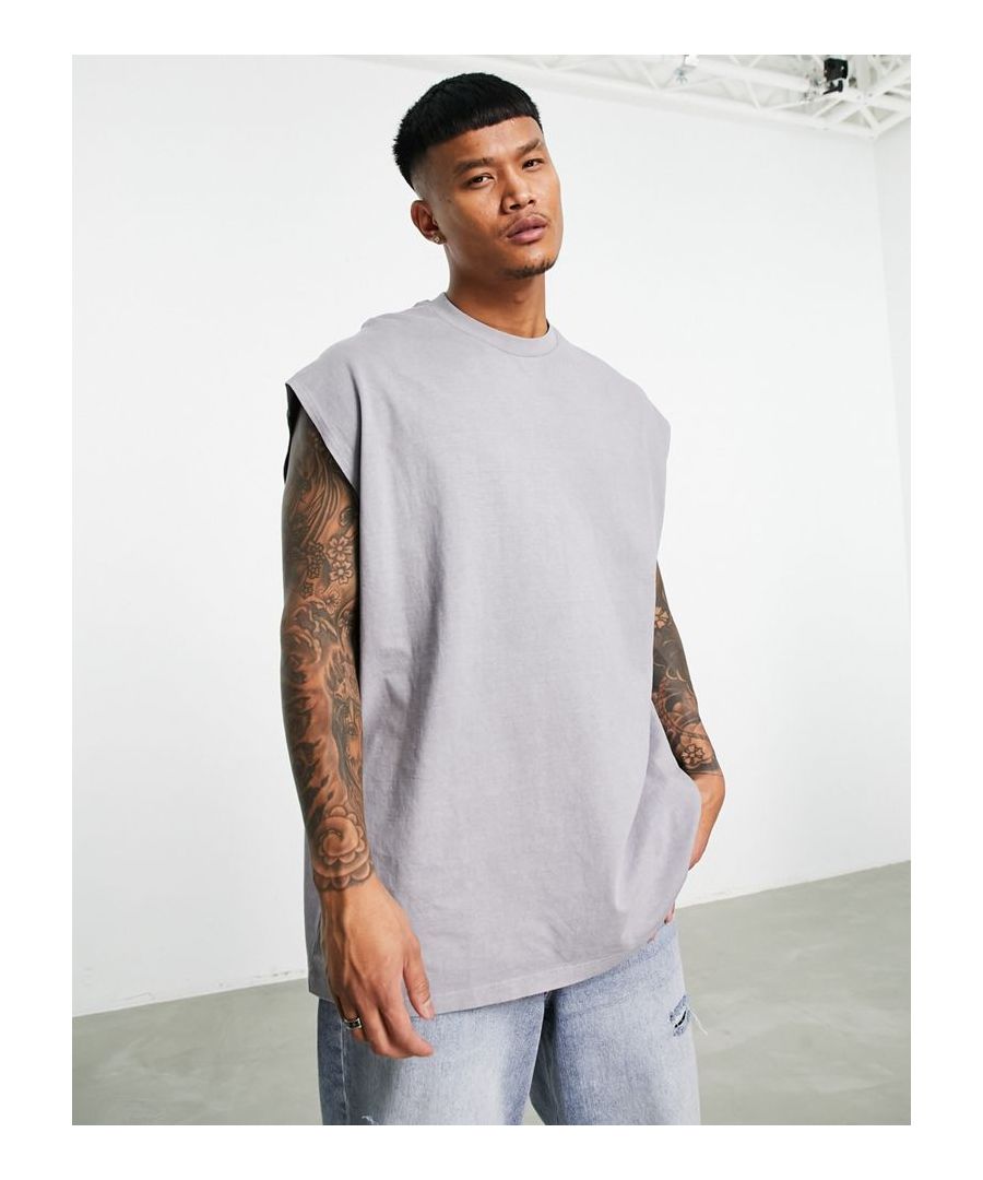 Vest by Topman Act casual Crew neck Sleeveless style Dropped armholes Extremely oversized fit Size down for a closer fit Sold by Asos