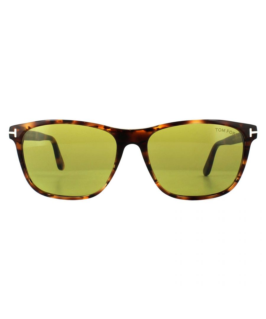 Tom Ford Sunglasses 0629 Nicolo 55N Havana Green are wayfarer inspired sunglasses for men. The lightweight acetate frame is comfortable to wear and the classic style will never go out of fashion. They're embellished with a branded metal bar above the nose bridge and complimented by the metal Tom Ford T's that wrap around the hinges.