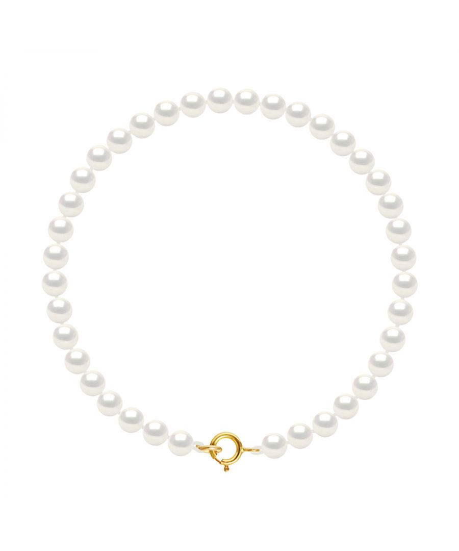 Armband - Yellow Gold 750 duizendste - water gekweekte parels nieuwe ronde 4-5 mm - NATURAL WHITE - Sluiting voorjaar ring - Lengte 18 cm - Wordt geleverd in een koffer met een certificaat van echtheid en een internationale garantie - Al onze juwelen zijn gemaakt in Frankrijk.