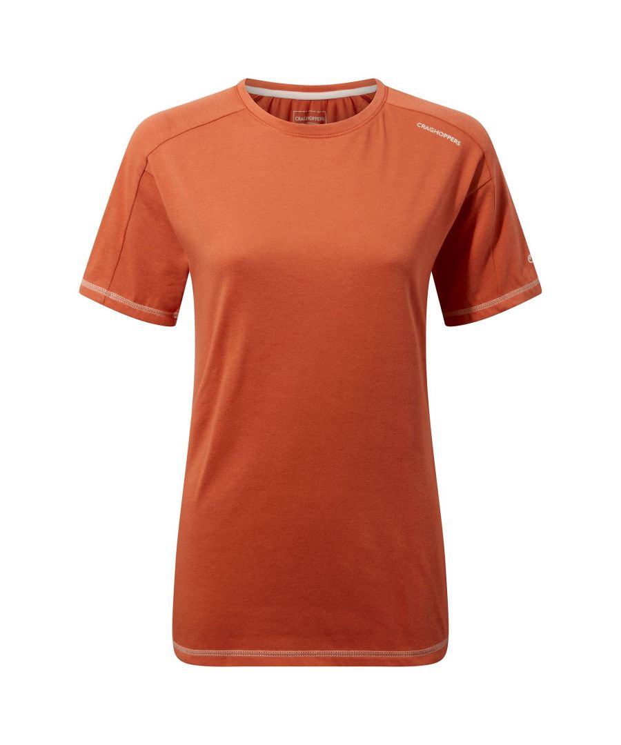 craghoppers womens dynamic ss tshirt warm ginger - orange cotton - size 10 uk