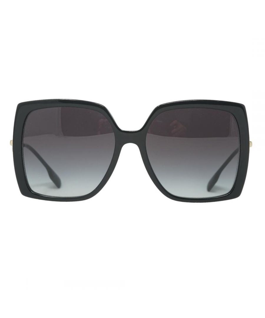 Burberry Square Womens Black Grey Gradient BE4332 Sunglasses are a gorgeous oversized square design crafted from lightweight acetate. Contrasting metal temples feature Burberry's branding on the temples for authenticity.