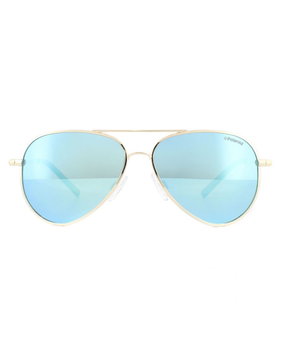 Polaroid Kids Sunglasses 8015/N J5G JY Gold Blue Miror Polarized are a brightly coloured aviator for children with the excellent Polaroid lenses to protect your child's eyes with 100% UV400 protection and glare reduction with the polarized filters for perfect vision