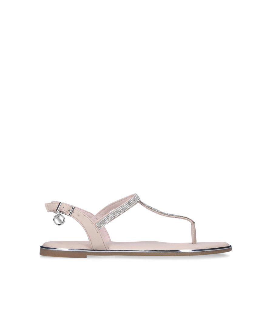 Roberta2 by Miss KG is a flat toepost sandal with embellished straps, ankle buckle fastening and branded hardware.
