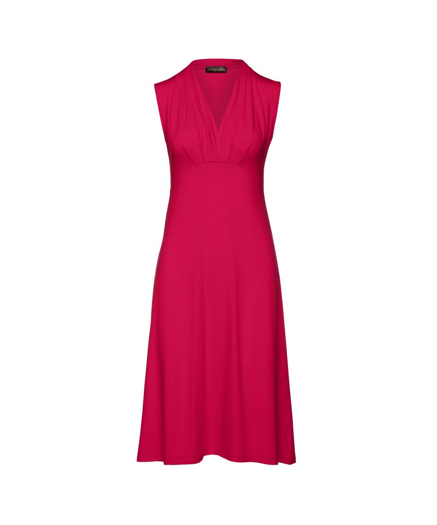 Image for Solid Colour Empire Line Sleeveless Dress in Dark Red