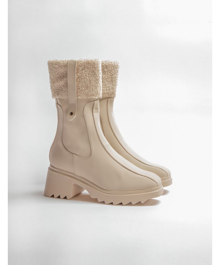 Image for ROCHELLE - Faux Fur Trim Rain Boots