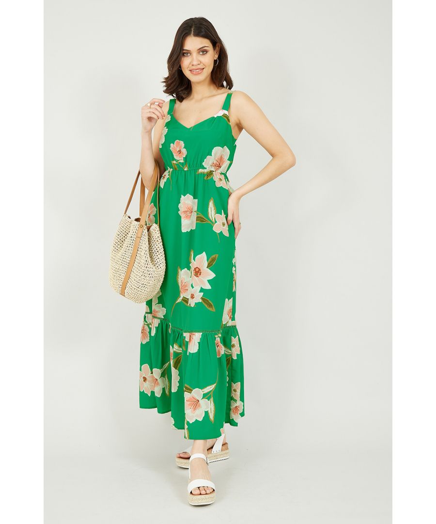 Image for Yumi Green Oversized Floral Maxi Dress