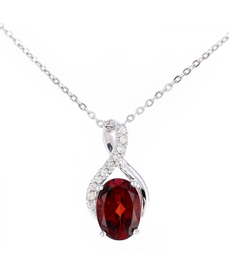 Image for 9ct White Gold 0.94ct Garnet and 0.04ct Diamond Pendant