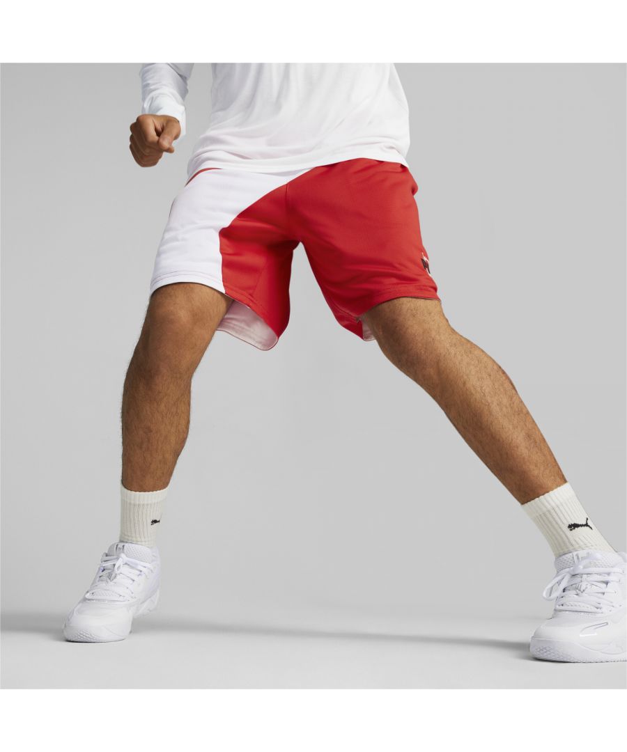 PRODUCT STORY Stay cool on and off the court in the Basketball Flare Men's Shorts. PUMA's signature dryCELL technology wicks away moisture so it can quickly evaporate, keeping you dry and comfortable, while the easy, regular fit and snug elasticated waistband leave you to simply focus on the game. FEATURES & BENEFITS : dryCELL: PUMA's designation for moisture-wicking properties that help keep you dry and comfortable Recycled Content: Made with at least 20% recycled material as a step toward a better future  DETAILS : Regular fit Above-knee length Moisture-wicking fabric Elasticated waistband PUMA branding at the leg 100% Polyester