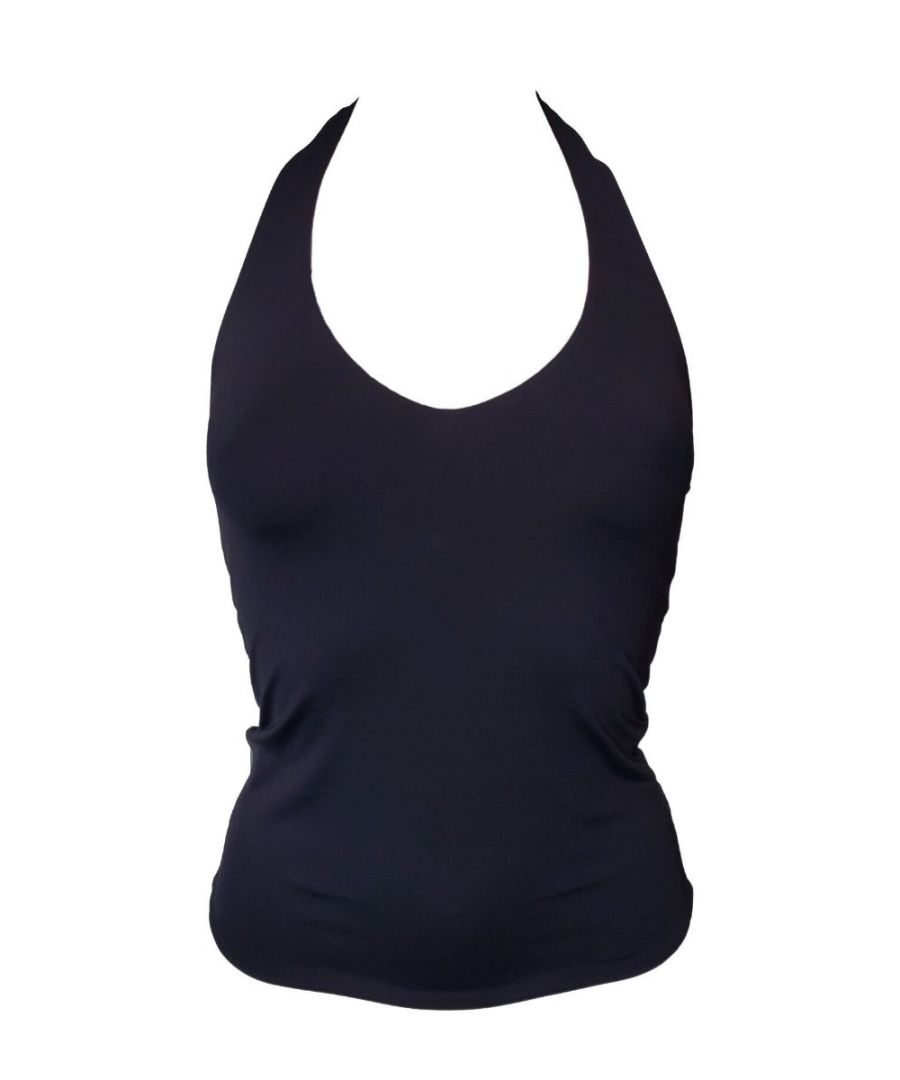 Moontide Womens Reversible Solids Halter Tankini Black/White Polyamide - Size X-Small