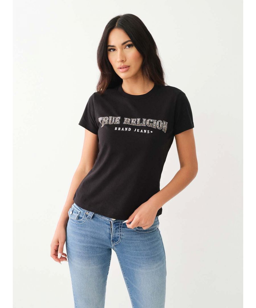 True Religion Womens Slim Crew Neck Tee in Black - Size Small