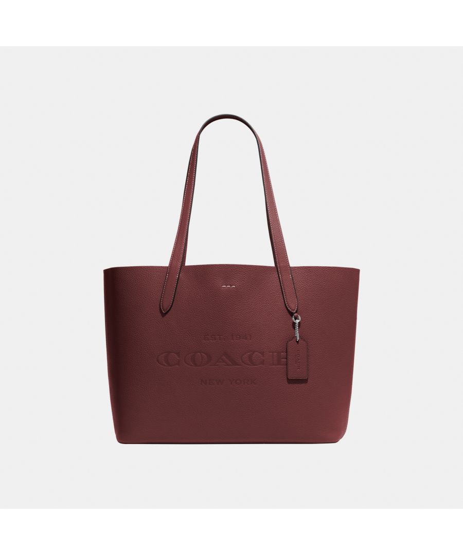 Coach Womens Leather with Embossing Cameron Tote Bag - Red - One Size