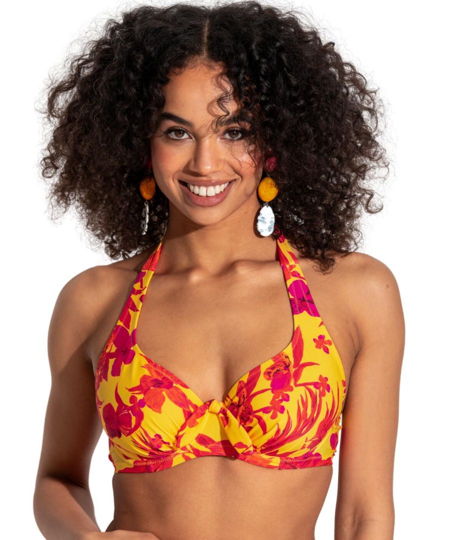 Pour Moi Womens Heatwave Halter Bikini Top - Multicolour Polyamide - Size 36DD