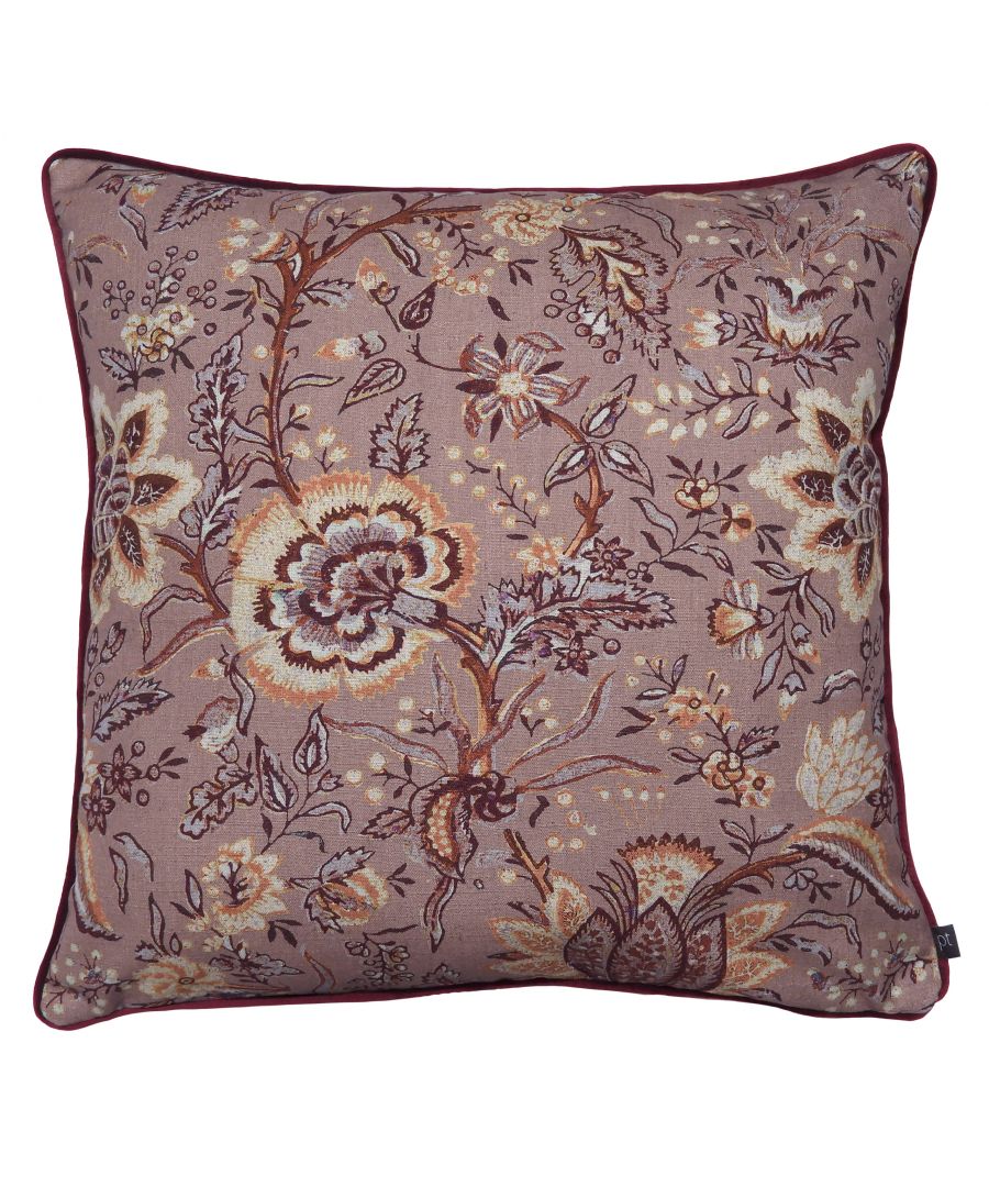 Prestigious Textiles Apsley Floral Piped Feather Filled Cushion - Rose Cotton - One Size