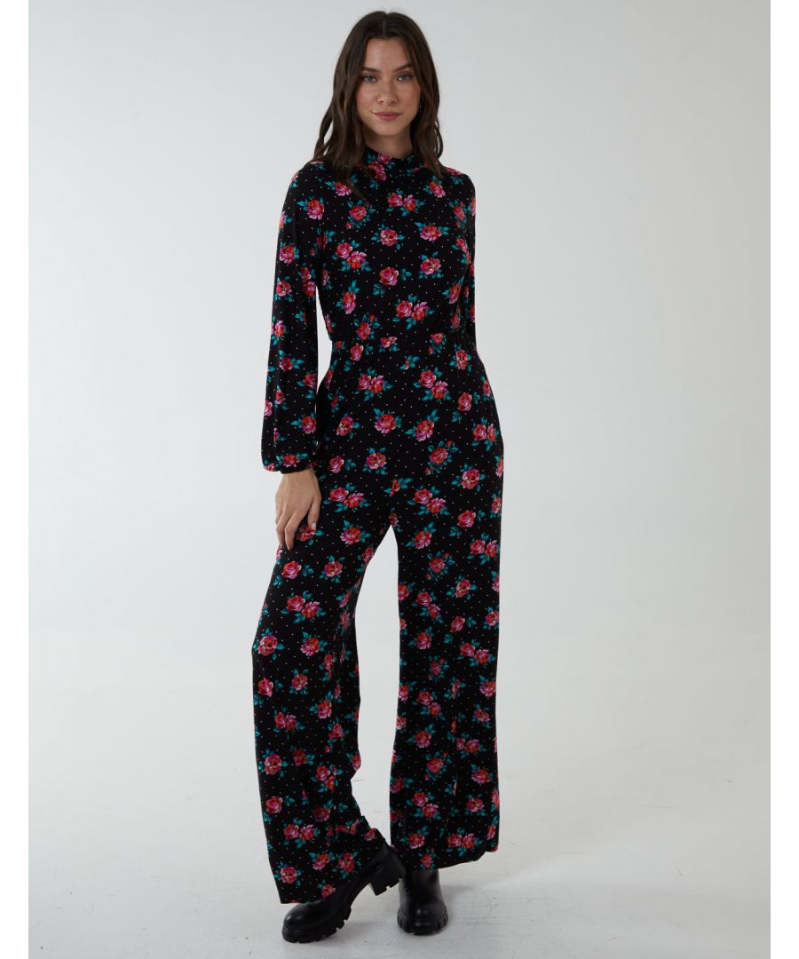 Jumpsuit - A style that you can wear at any season. For colder days, this full-leg length jumpsuit with a high neck and long sleeves can help you stay warm. It also features an elasticated waistline and a polka dot pattern. Stay classy at both your workplace or fun night outs by styling this jumpsuit with ankle boots and a small bag. 