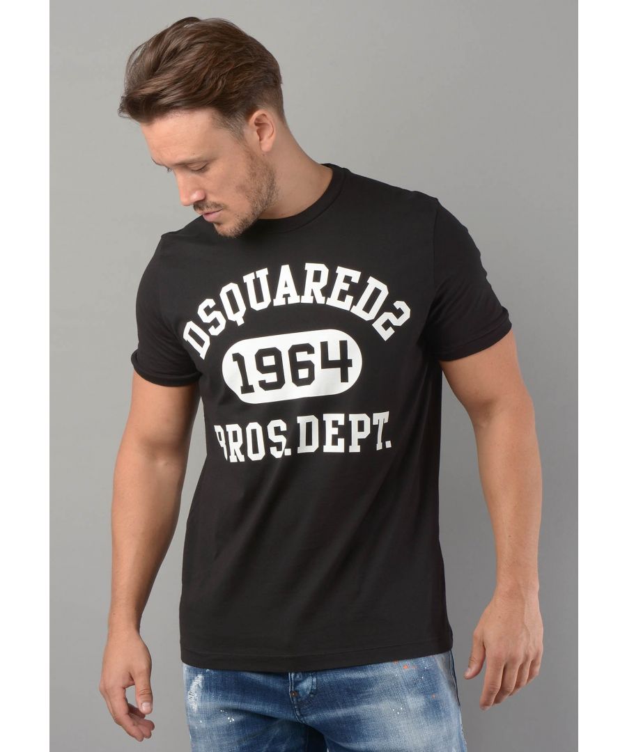T-shirt Dsquared2 de couleur noire, impression de la marque sur le devant, col rond, 100% coton.