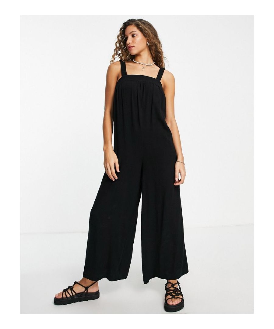 Jumpsuit by Topshop Square neck Fixed straps Tie detail to reverse Wide leg Regular fit  Sold By: Asos