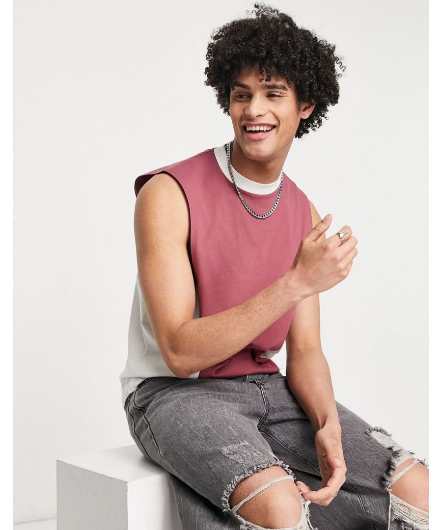 Vest by ASOS DESIGN Colour-block design Crew neck Dropped armholes Relaxed fit  Sold By: Asos