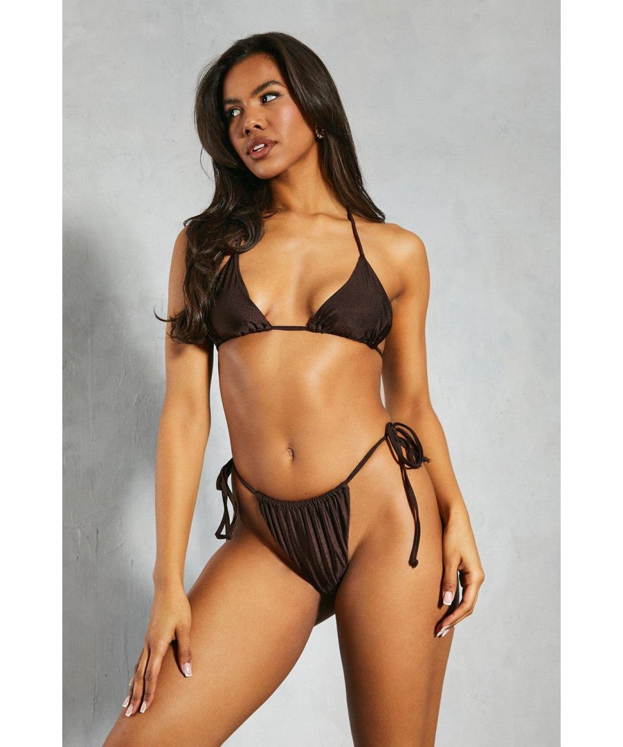 MissPap Womens Multiway Shimmer Triangle Bikini Set - Brown Polyamide - Size 10 UK